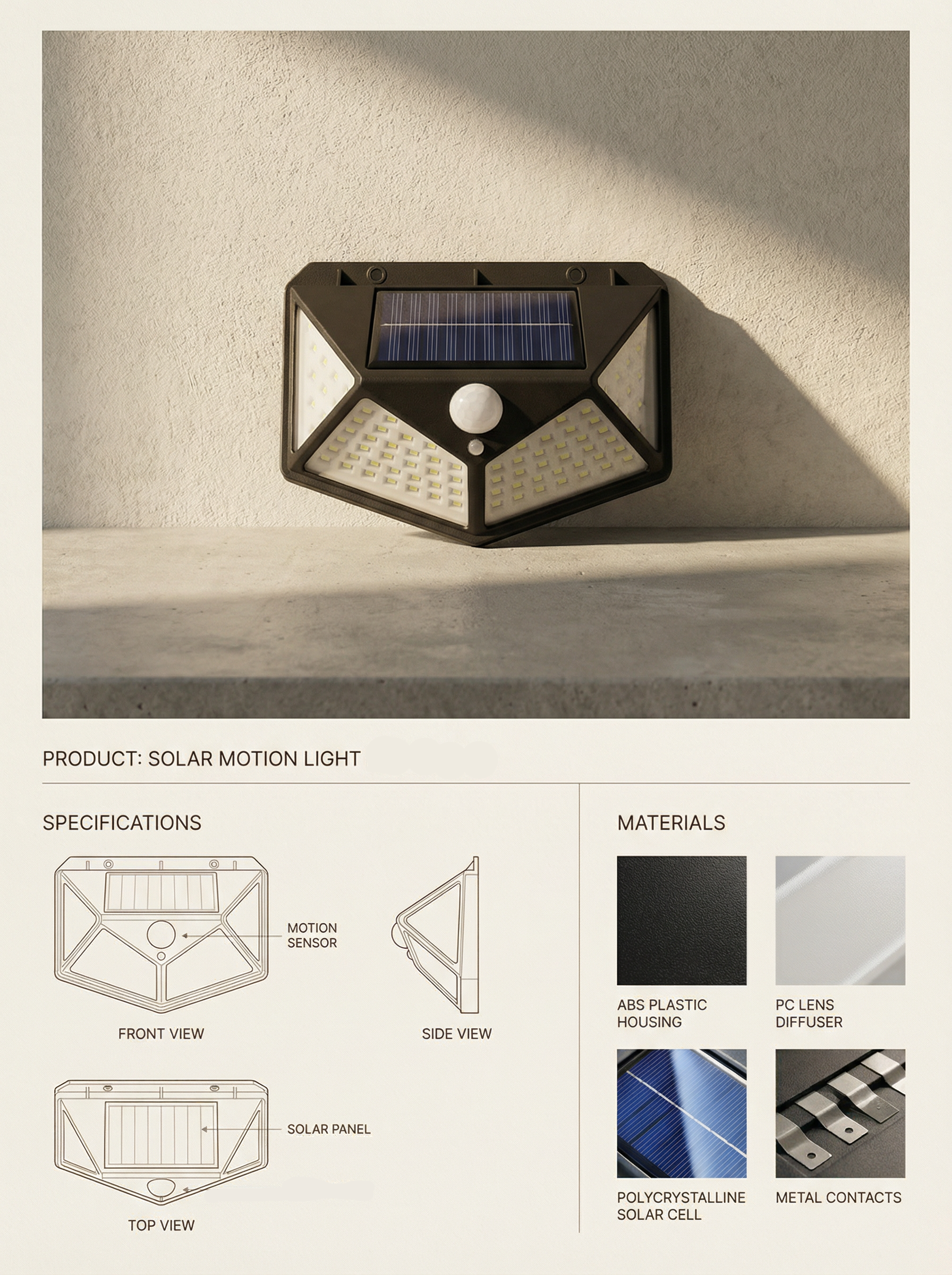 Solar motion sensor light